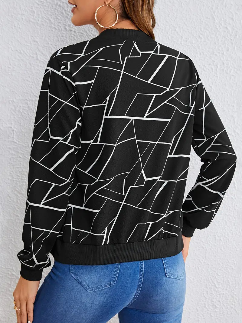 Langärmelige Jacke mit Geodruck für Frauen - Nielsen Mode